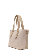 Woman Light Beige Long Strap Suede Shoulder Bag | Derimod
