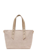 Woman Light Beige Long Strap Suede Shoulder Bag | Derimod