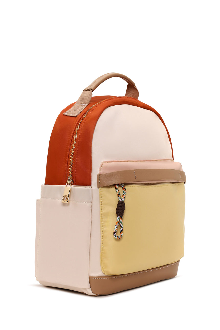 Woman Yellow Fabric Backpack