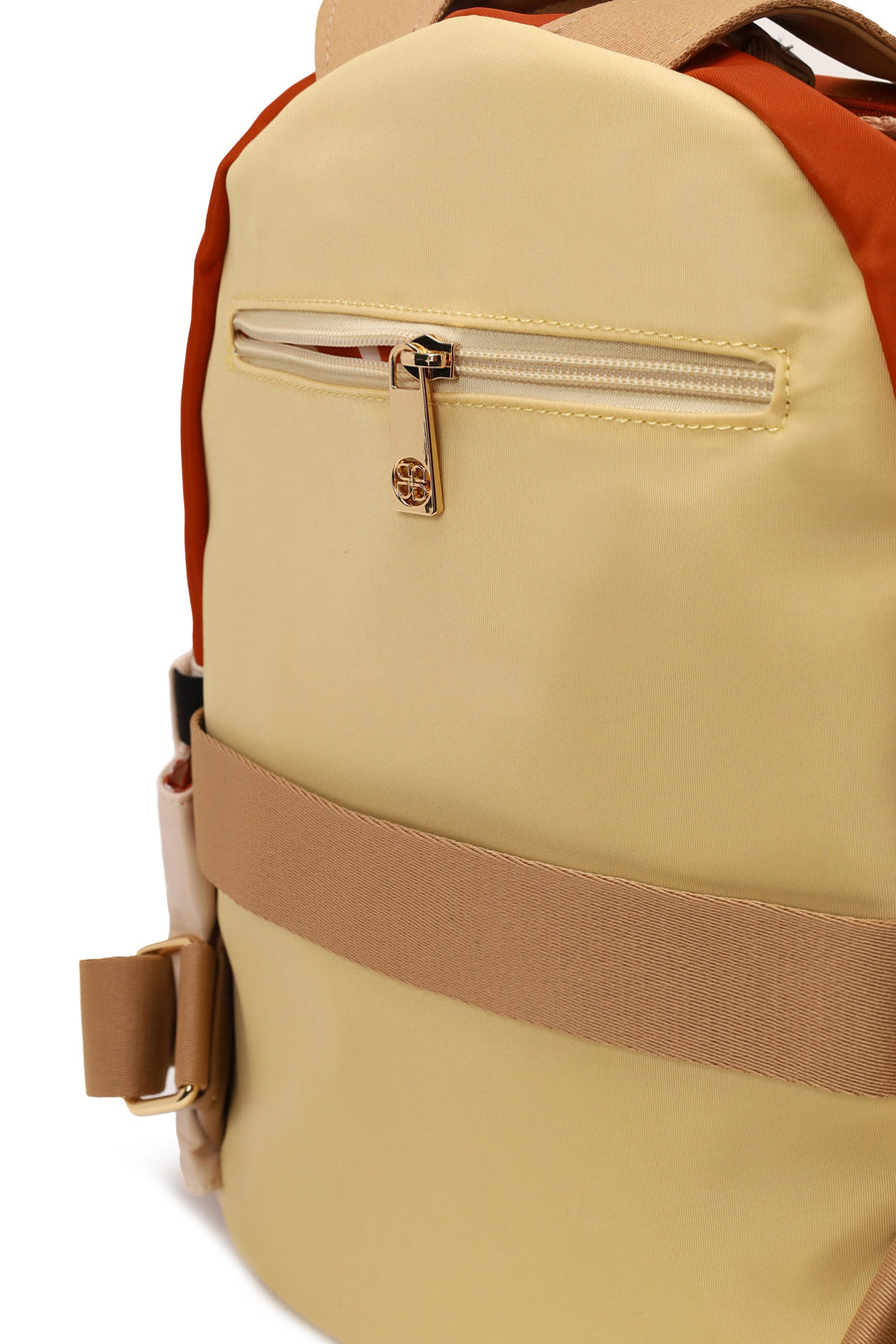 Woman Yellow Fabric Backpack