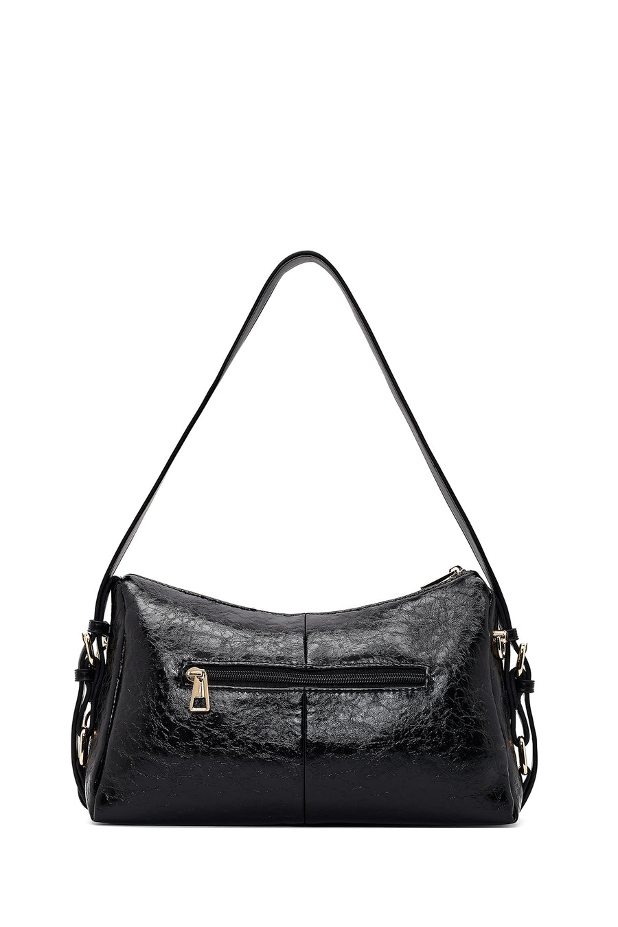 Women's Black Long Strap Charm Shoulder Bag