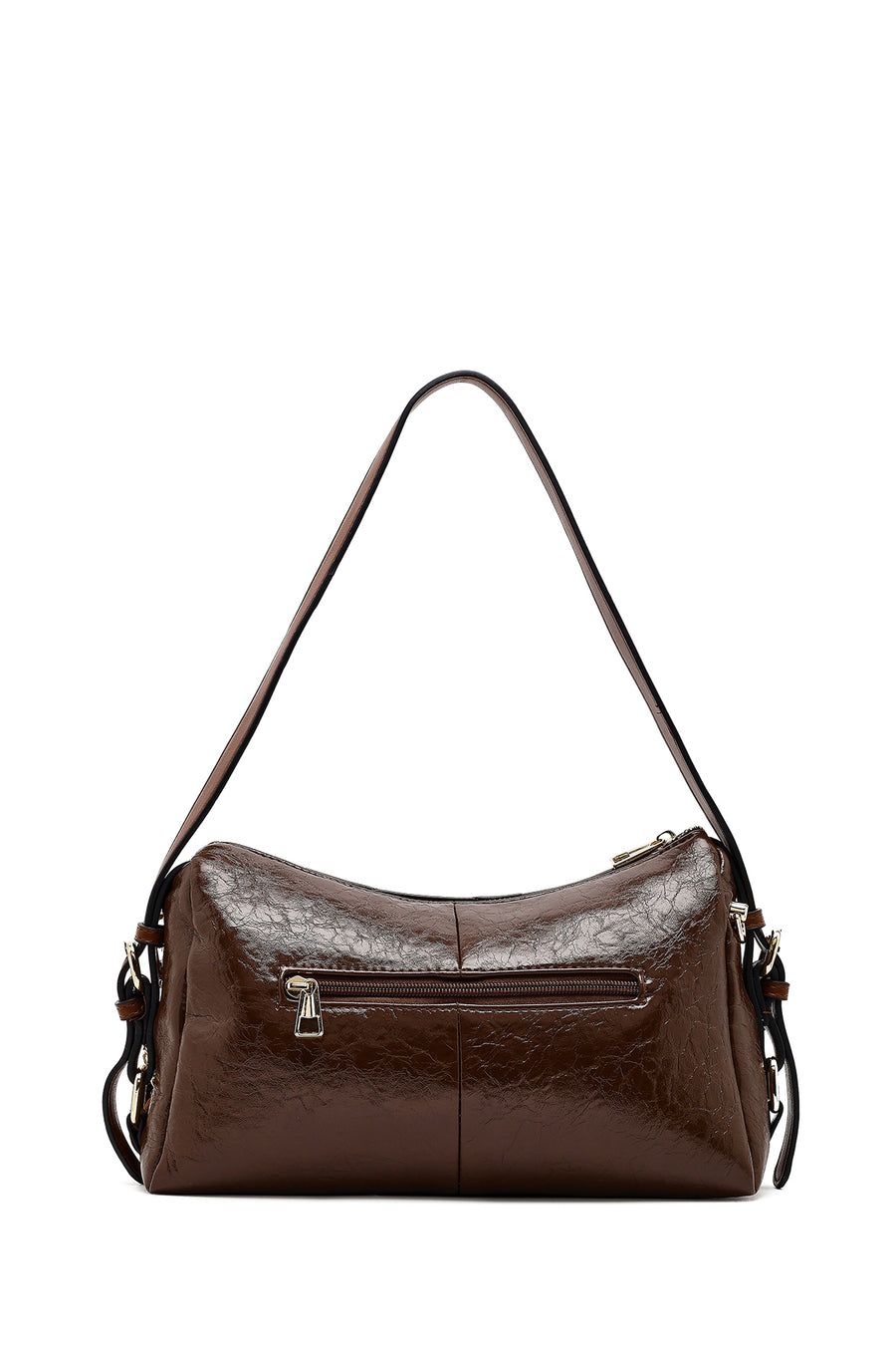 Women's Brown Long Strap Charm Shoulder Bag