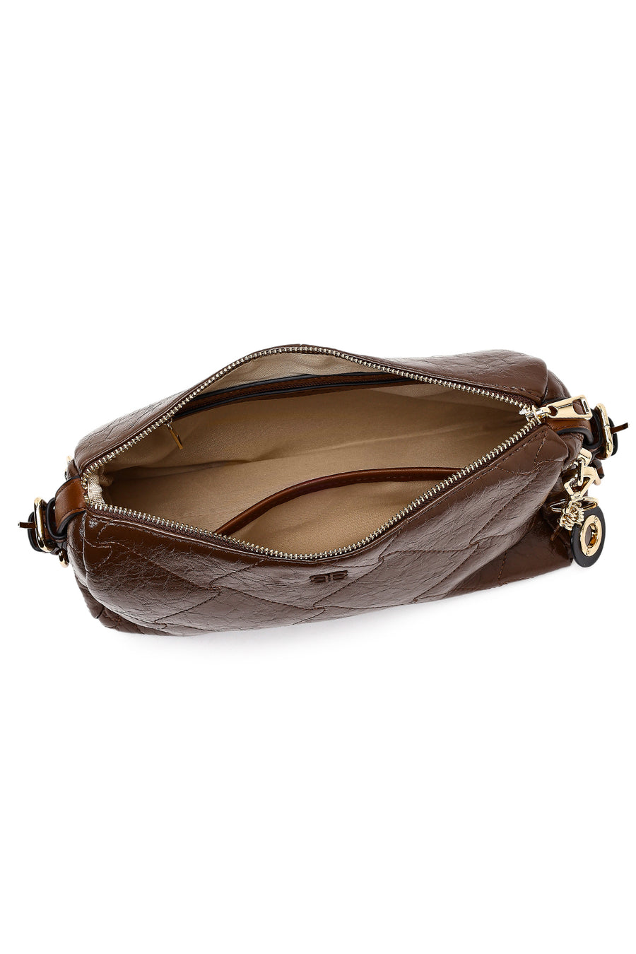 Women's Brown Long Strap Charm Shoulder Bag