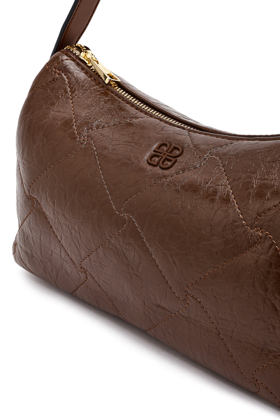 Women's Brown Long Strap Charm Shoulder Bag