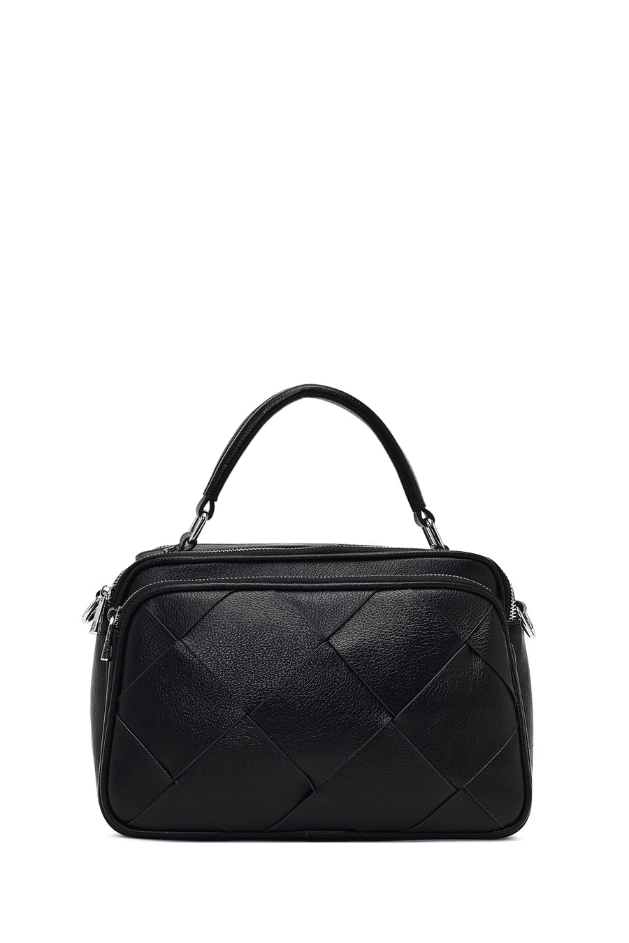 Women's Black Long Strap Braided Shoulder Bag