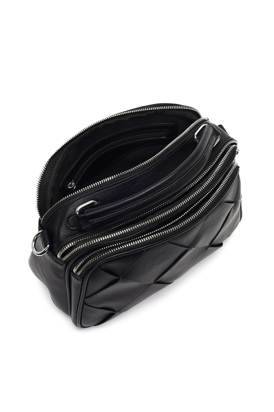 Women's Black Long Strap Braided Shoulder Bag
