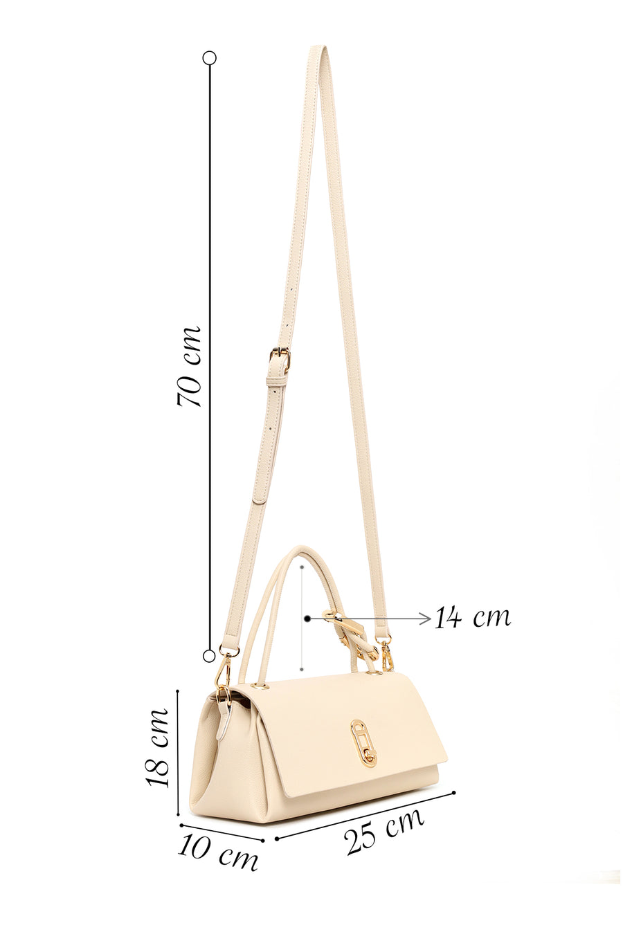 Woman Cream Long Strap Shoulder Bag