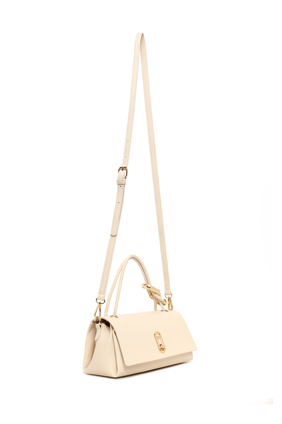 Woman Cream Long Strap Shoulder Bag