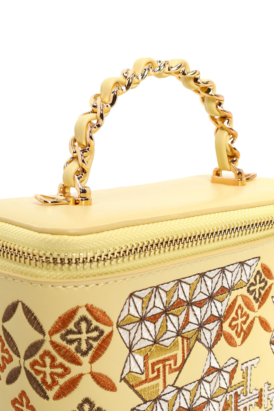Woman Yellow Long Strap Printed Mini Arm Bag