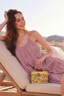 Woman Yellow Long Strap Printed Mini Arm Bag | Derimod