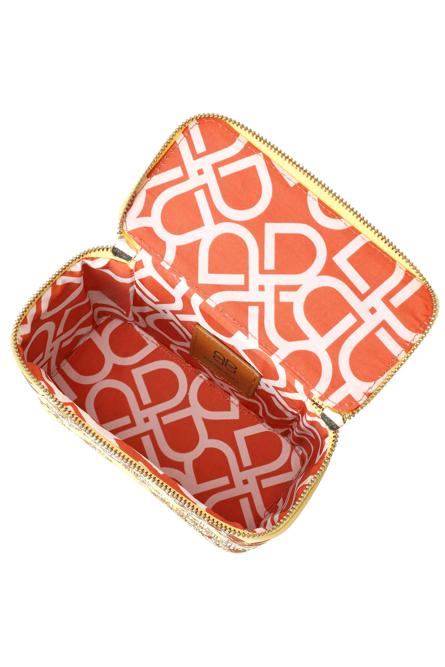 Woman Yellow Long Strap Printed Mini Arm Bag