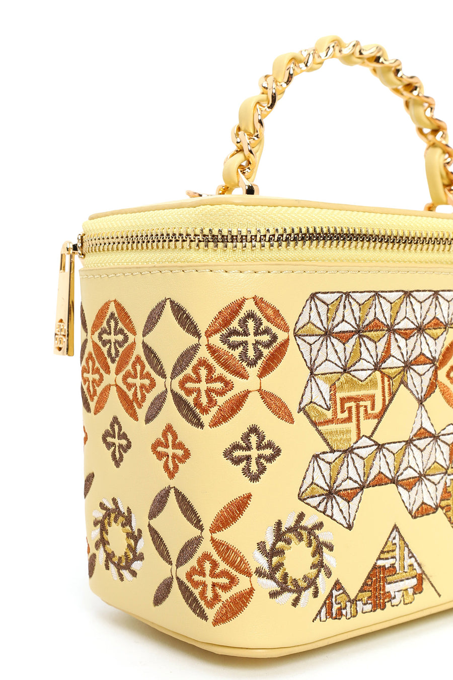 Woman Yellow Long Strap Printed Mini Arm Bag