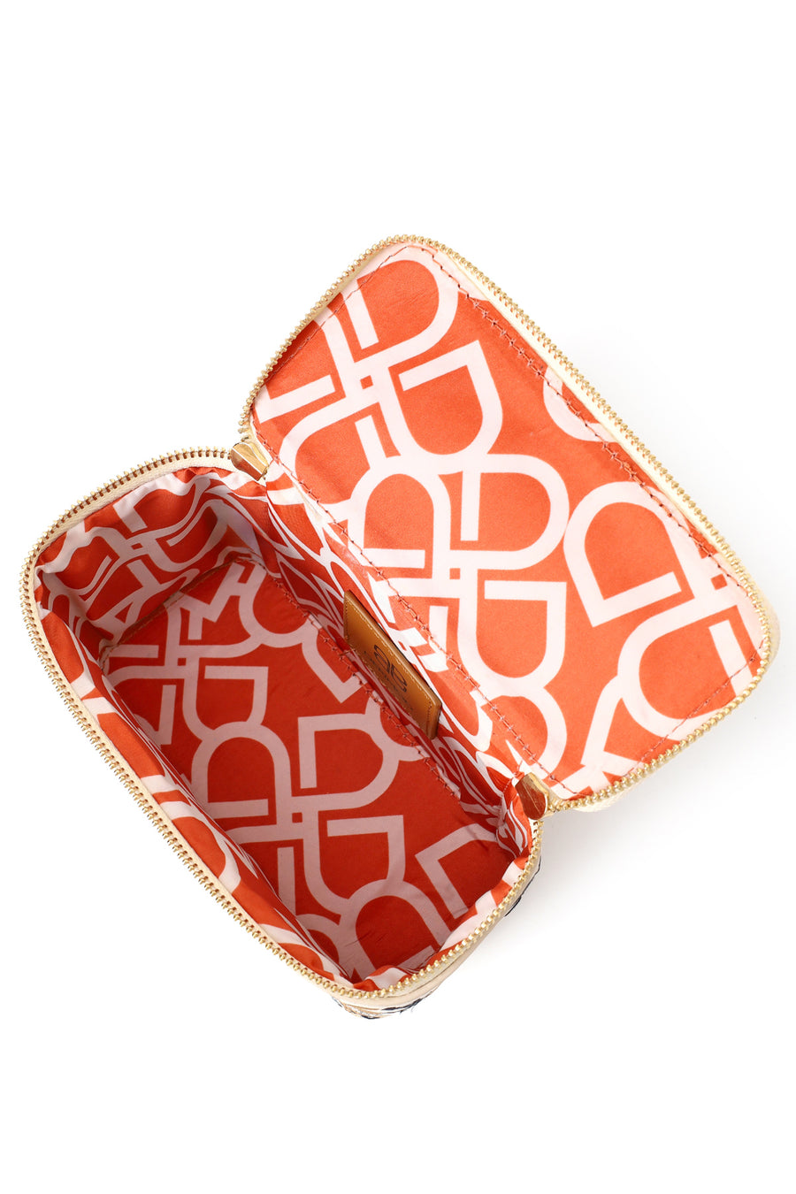 Woman Cream Long Strap Printed Mini Shoulder Bag