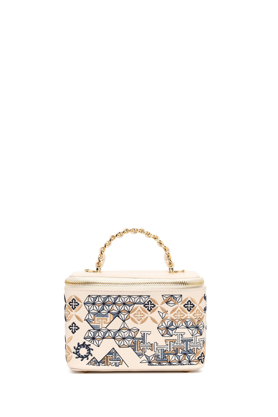 Woman Cream Long Strap Printed Mini Shoulder Bag
