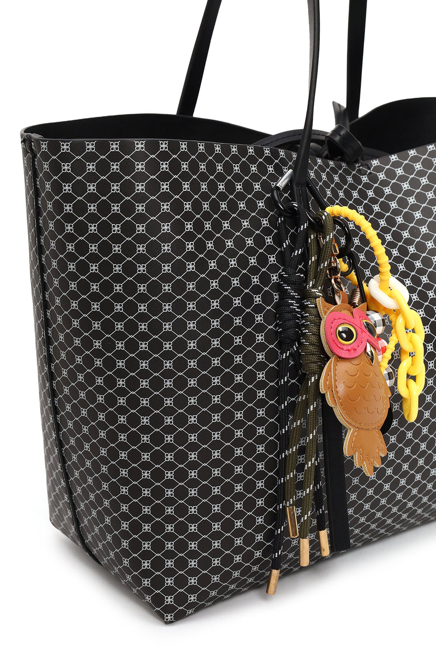 Woman Black Accessory-Detail Printed Shoulder Bag