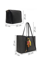 Woman Black Accessory-Detail Printed Shoulder Bag | Derimod