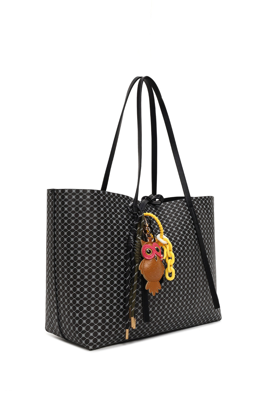 Woman Black Accessory-Detail Printed Shoulder Bag