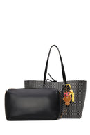 Woman Black Accessory-Detail Printed Shoulder Bag | Derimod