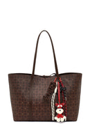 Women's Brown Printed Charm Shoulder Bag | Derimod