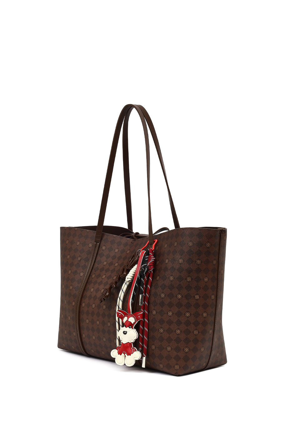 Women's Brown Printed Charm Shoulder Bag