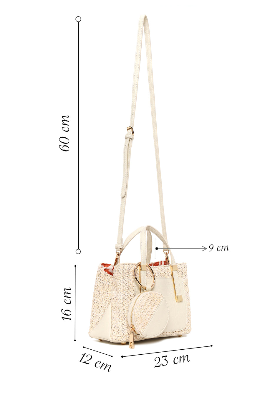Woman Cream Long-Strap Mini Shoulder Bag