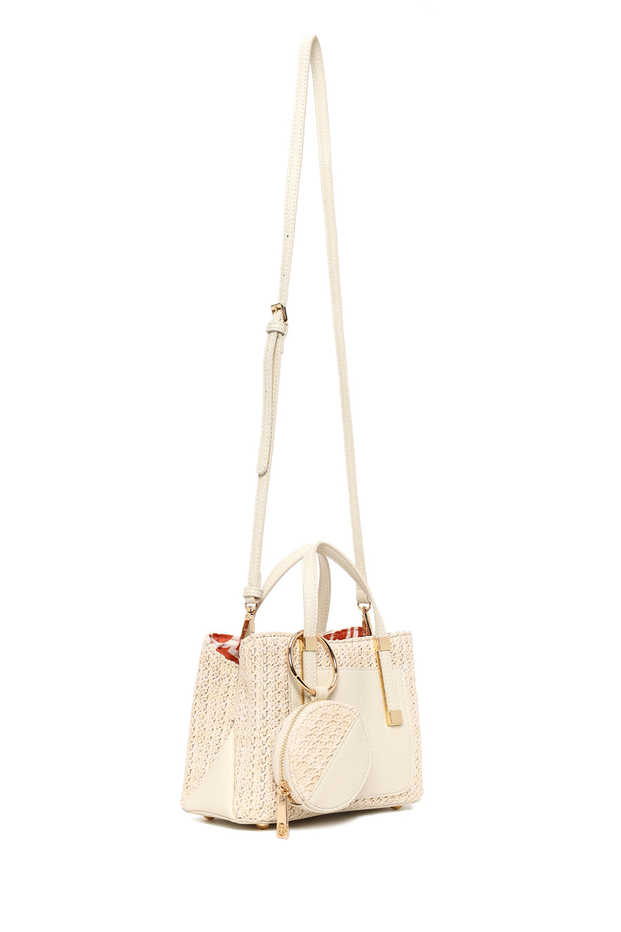 Woman Cream Long-Strap Mini Shoulder Bag