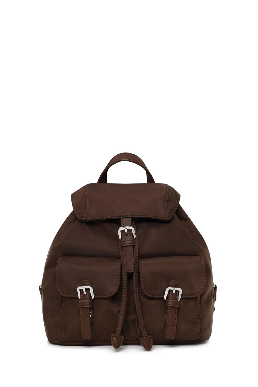 Woman Brown Fabric Backpack