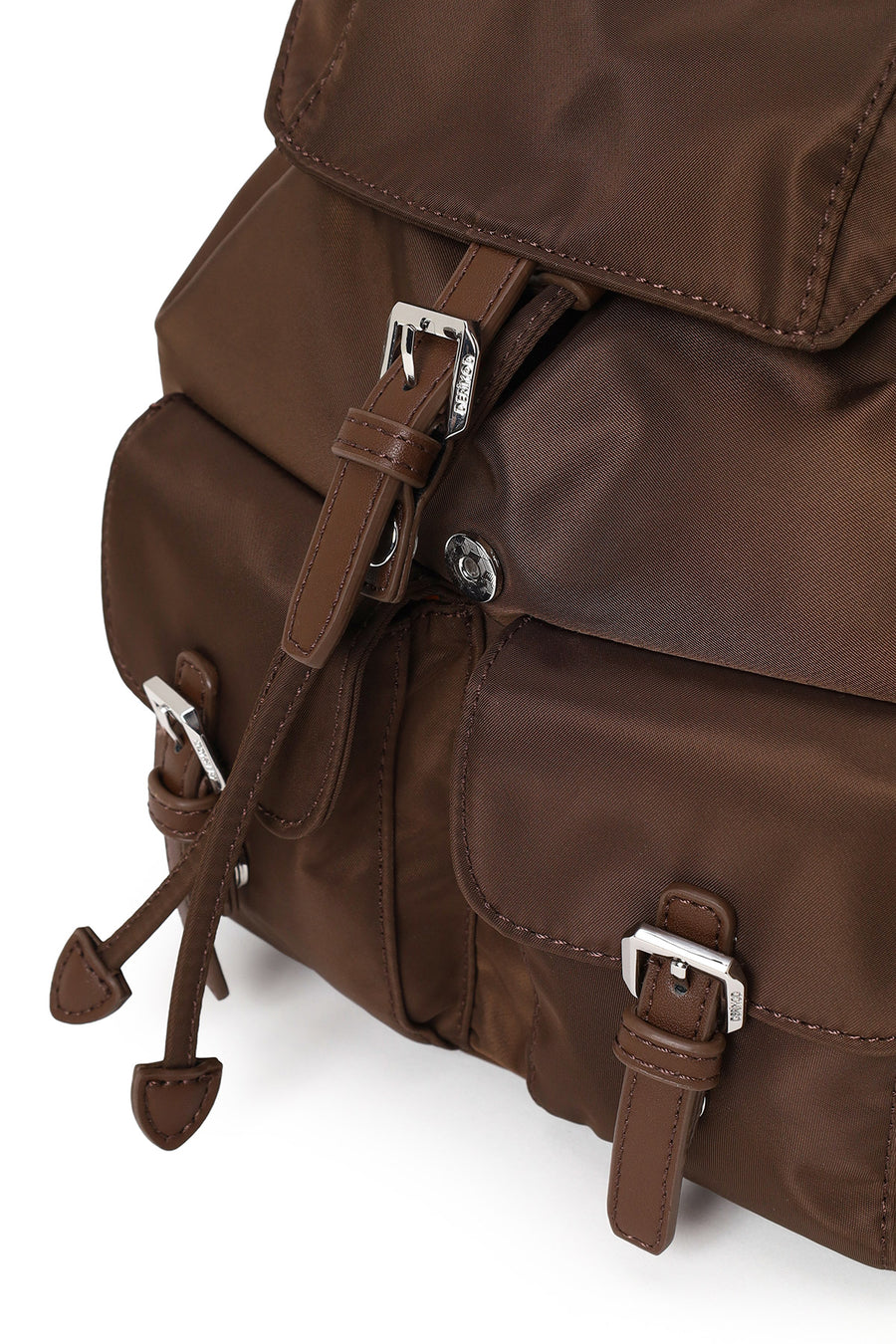 Woman Brown Fabric Backpack