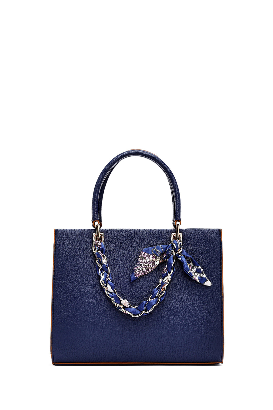 Woman Navy Blue Long-Shoulder-Strap Handbag with Accessories