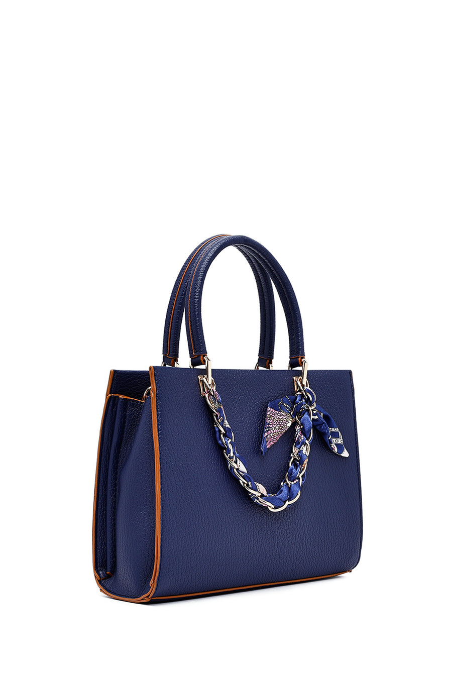 Woman Navy Blue Long-Shoulder-Strap Handbag with Accessories