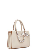 Woman Cream Long-Strap Accessorized Shoulder Bag | Derimod