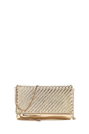 Woman Gold Chain Strap Braided Clutch Bag | Derimod
