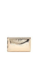 Woman Gold Chain Strap Braided Clutch Bag | Derimod