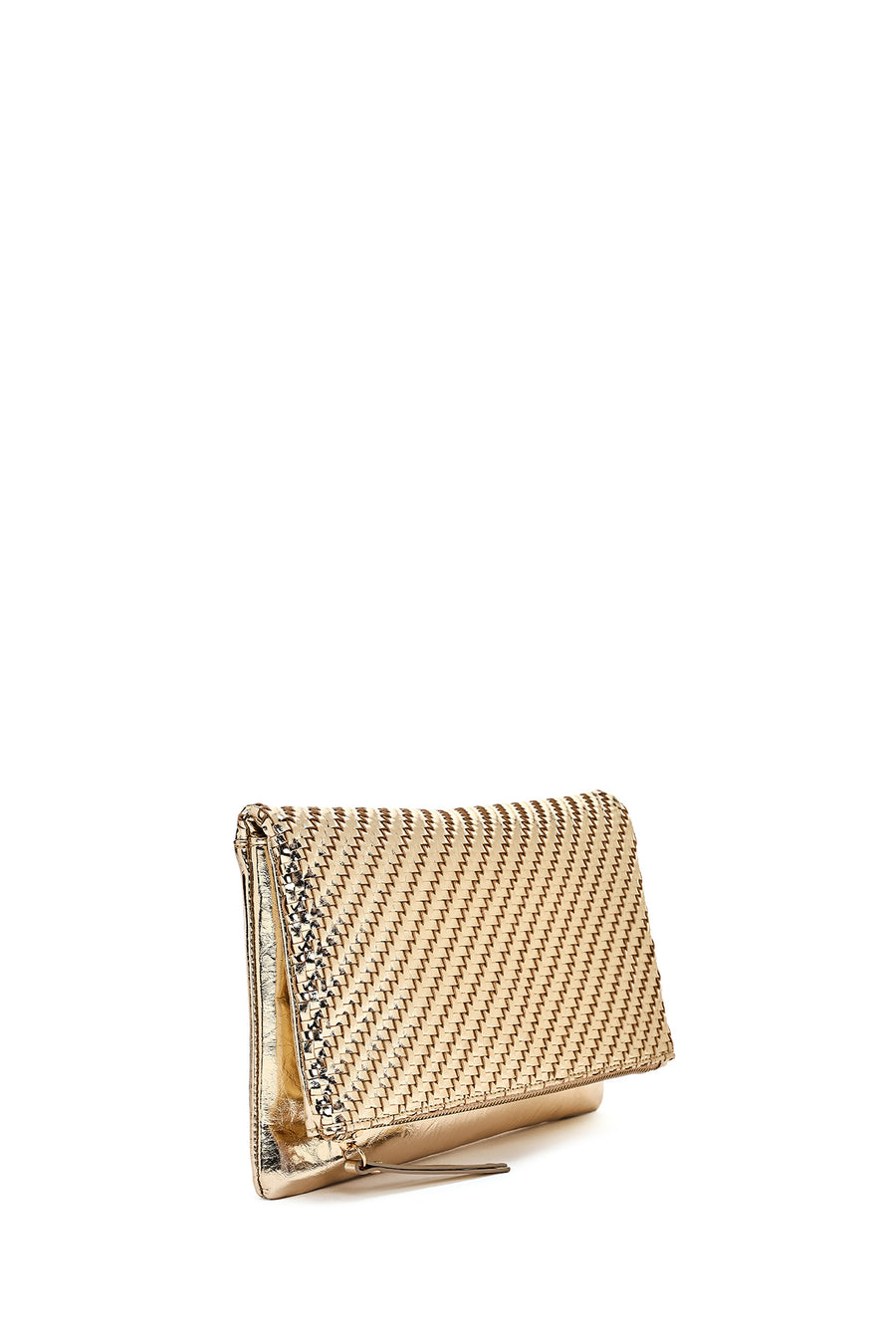 Woman Gold Chain Strap Braided Clutch Bag