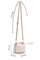 Woman Cream Long Strap Woven Mini Underarm Bag | Derimod