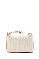 Woman Cream Long Strap Woven Mini Underarm Bag | Derimod