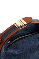 Woman Blue Long Strap Denim Mini Crossbody Bag | Derimod