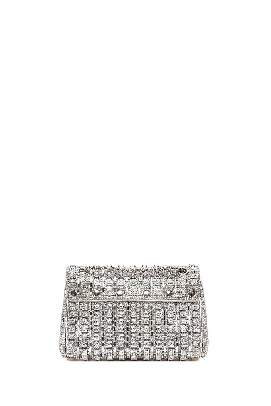 Women's Silver Chain Strap Embellished Evening Bag