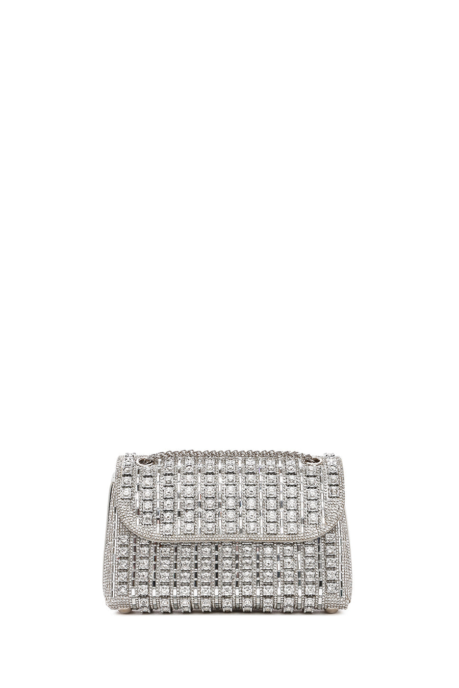 Women's Silver Chain Strap Embellished Evening Bag
