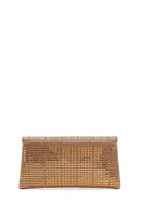 Kadın Altın Uzun Zincir Askılı Taşlı Mini Abiye Portföy Çanta | Derimod