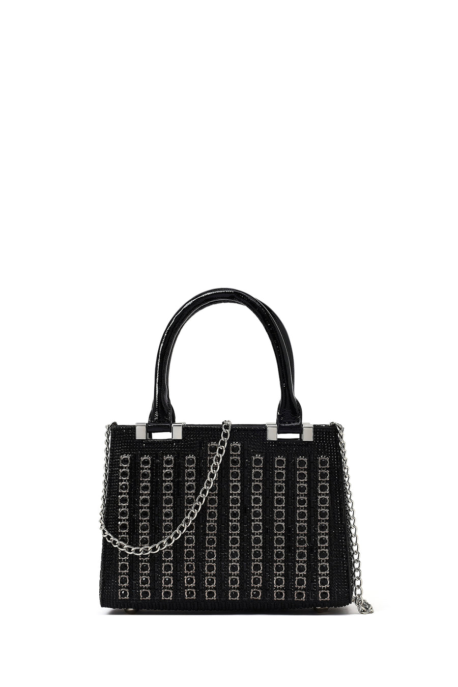Women's Black Long Chain Strap Embellished Mini Evening Bag 26PBD2961TS | Derimod