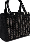 Women's Black Long Chain Strap Embellished Mini Evening Bag | Derimod