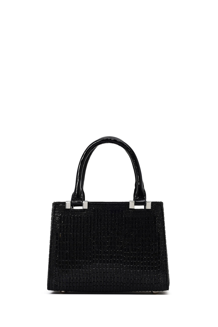 Women's Black Long Chain Strap Embellished Mini Evening Bag