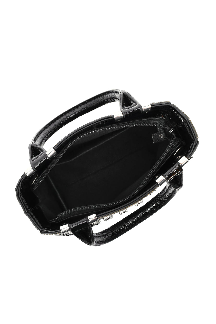 Women's Black Long Chain Strap Embellished Mini Evening Bag
