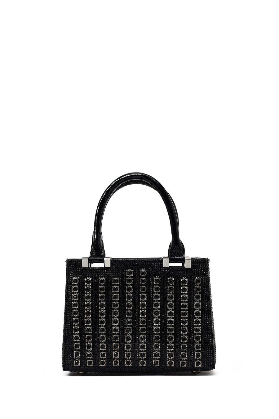 Women's Black Long Chain Strap Embellished Mini Evening Bag