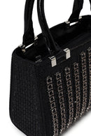 Women's Black Long Chain Strap Embellished Mini Evening Bag | Derimod