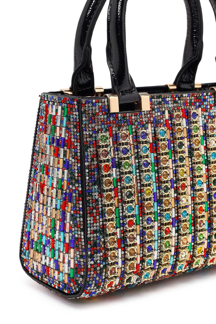 Women's Colorful Long Chain Strap Embellished Mini Evening Bag