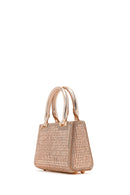 Women's Beige Long Chain Strap Embellished Mini Evening Bag | Derimod