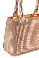 Women's Beige Long Chain Strap Embellished Mini Evening Bag | Derimod