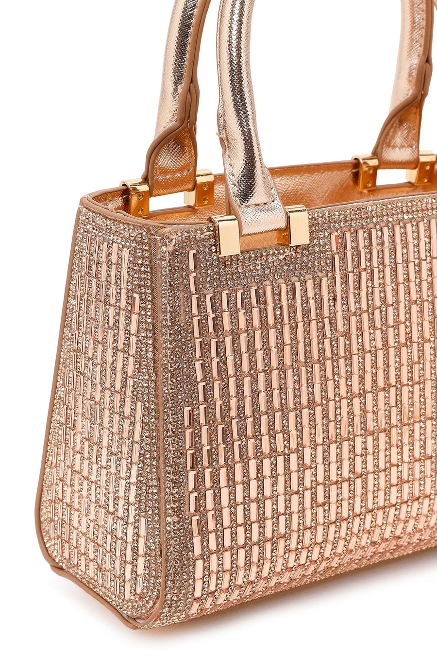 Women's Beige Long Chain Strap Embellished Mini Evening Bag